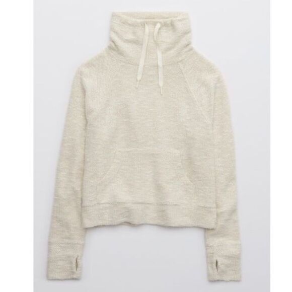 AERIE OFFLINE SNOWDAY MOCK NECK FEATURES KANGAROO POUCH IN FRONT & THUMB HOLES - Picture 3 of 4